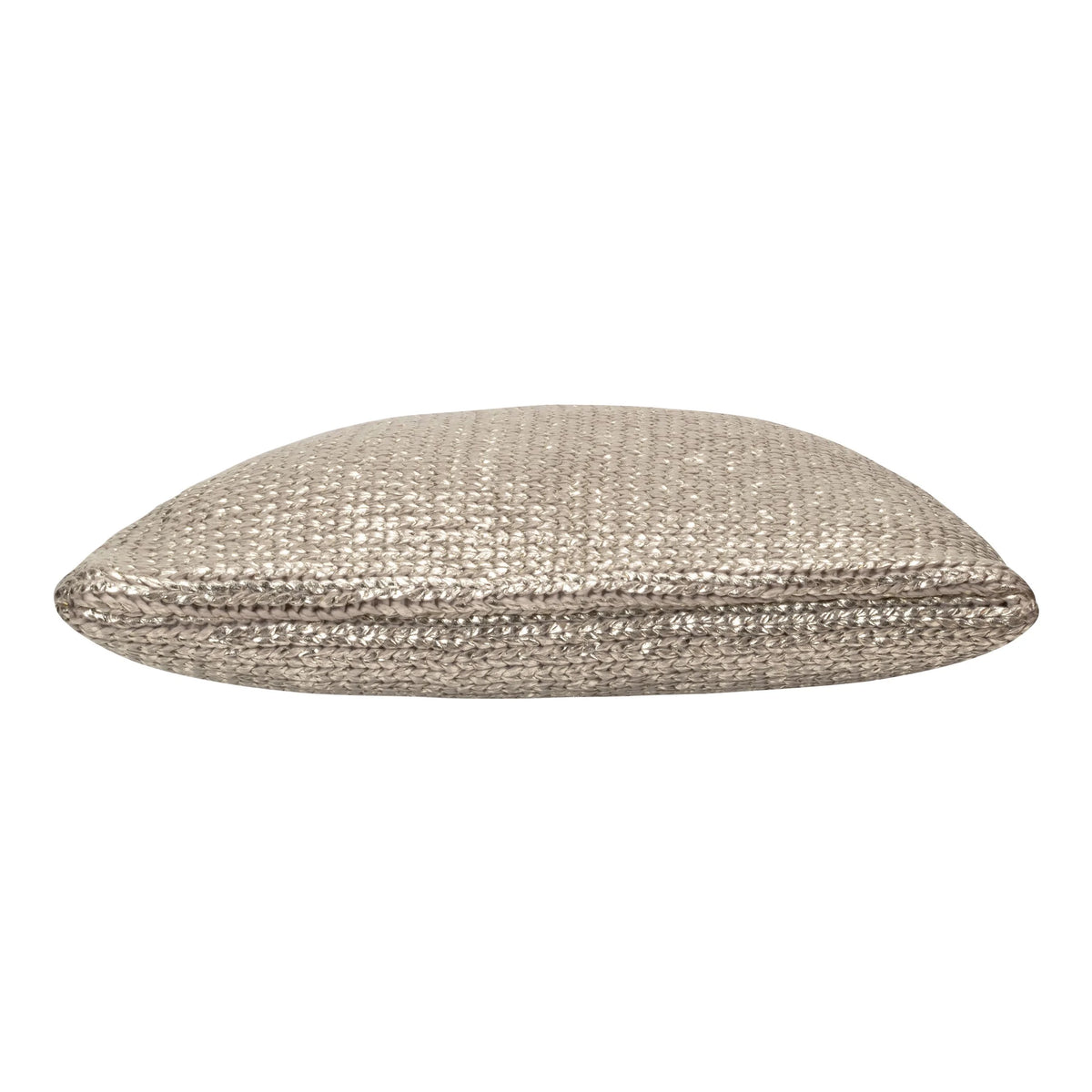 Piper Acrylic Knit Gold Pillow in metallic gold knit, side view