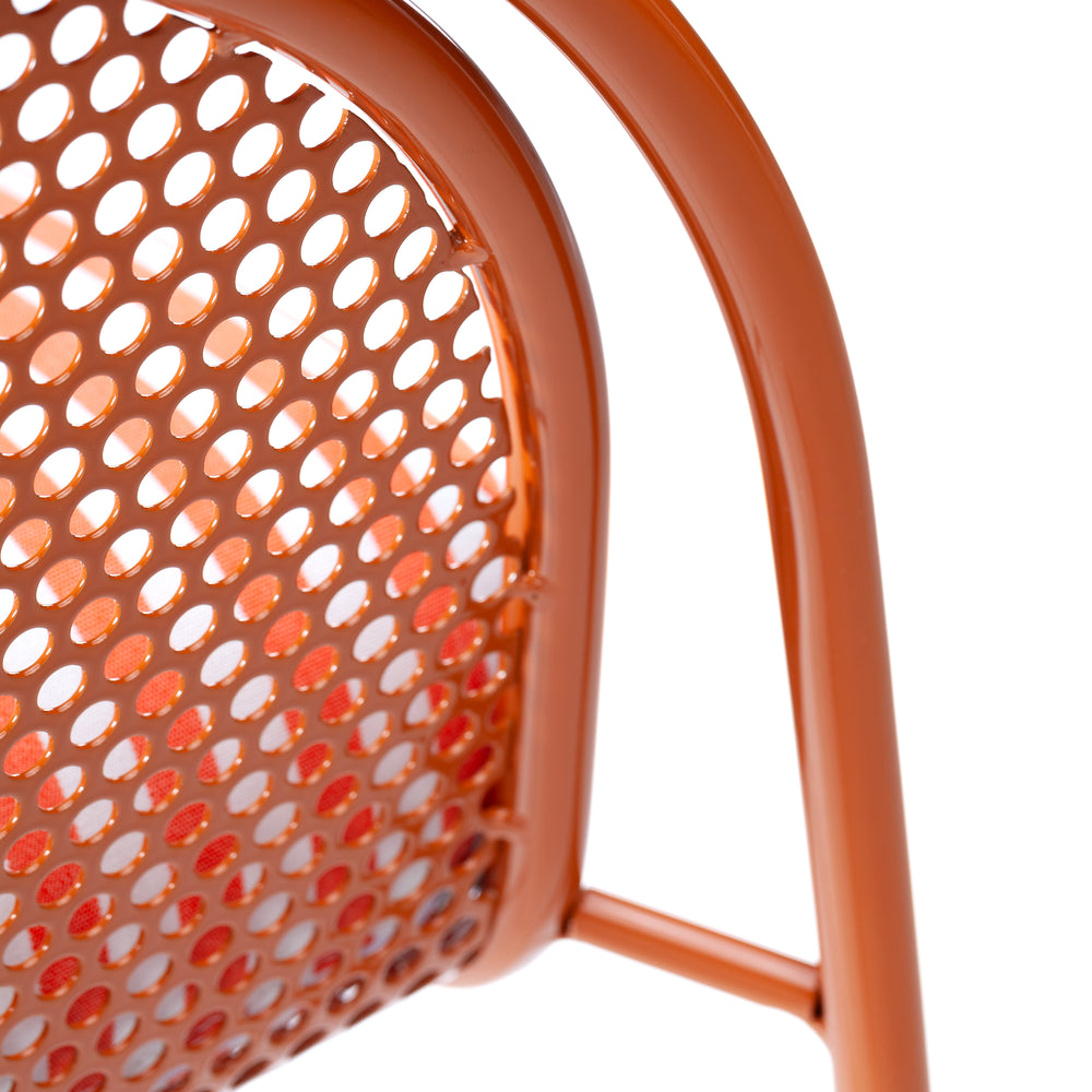 Riviera Bar Chair close-up of perforated metal backrest