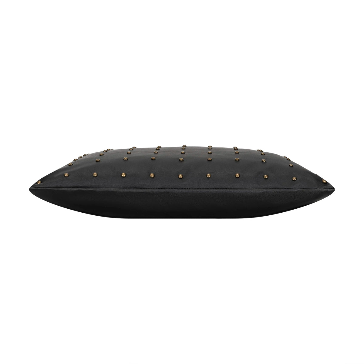 Riley Studded Black Pillow, side profile showing the studded top