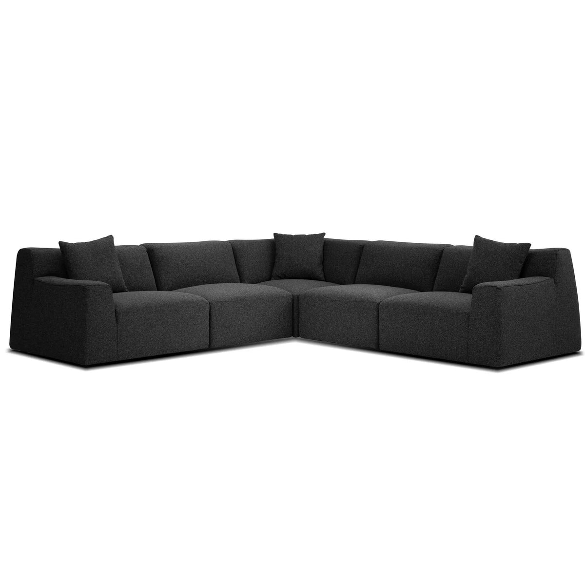 Scoop Sectional Sofa - 5 Piece in Peppercorn Tweed, front view