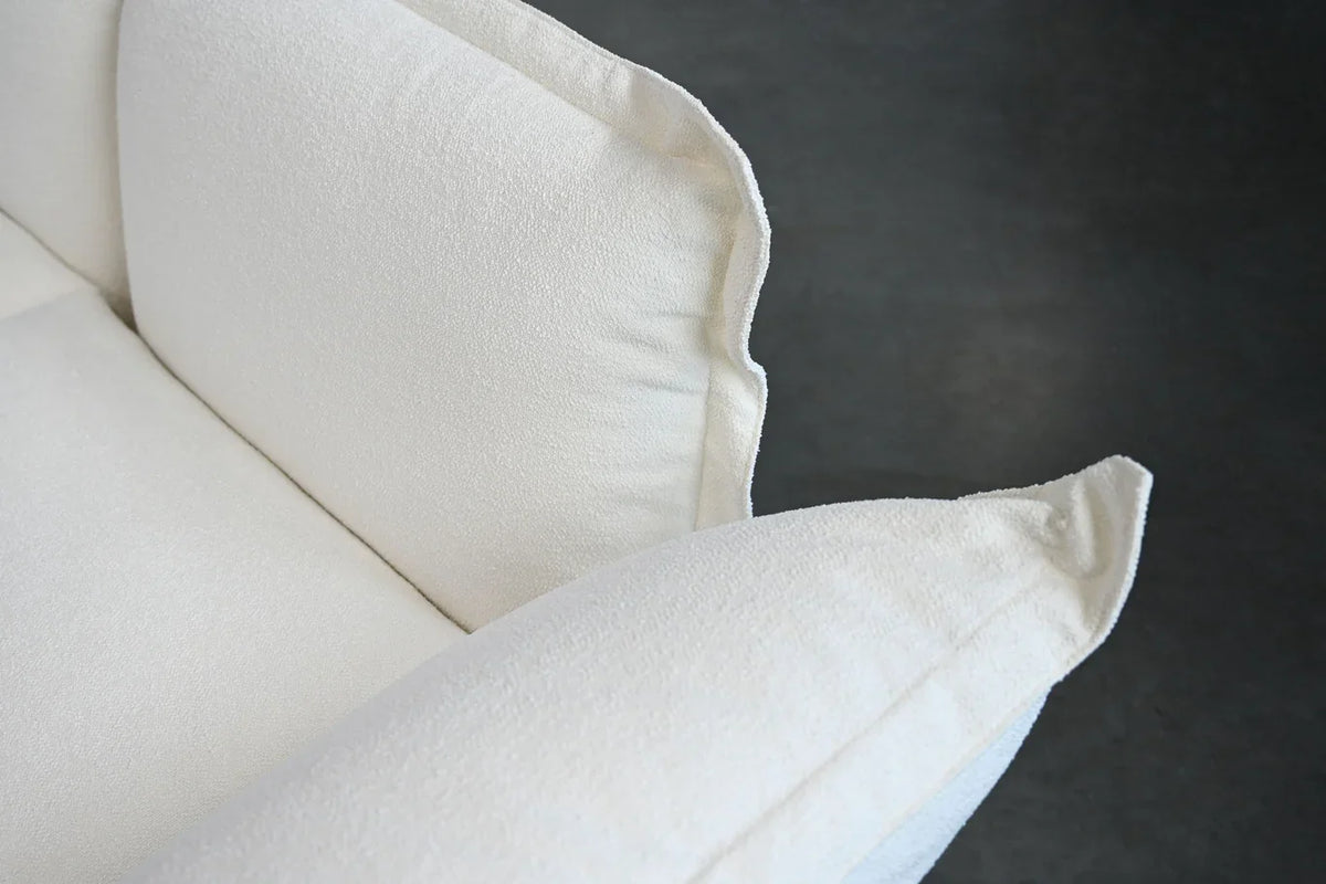 Willow Sectional Sofa detail of soft white back cushion edges