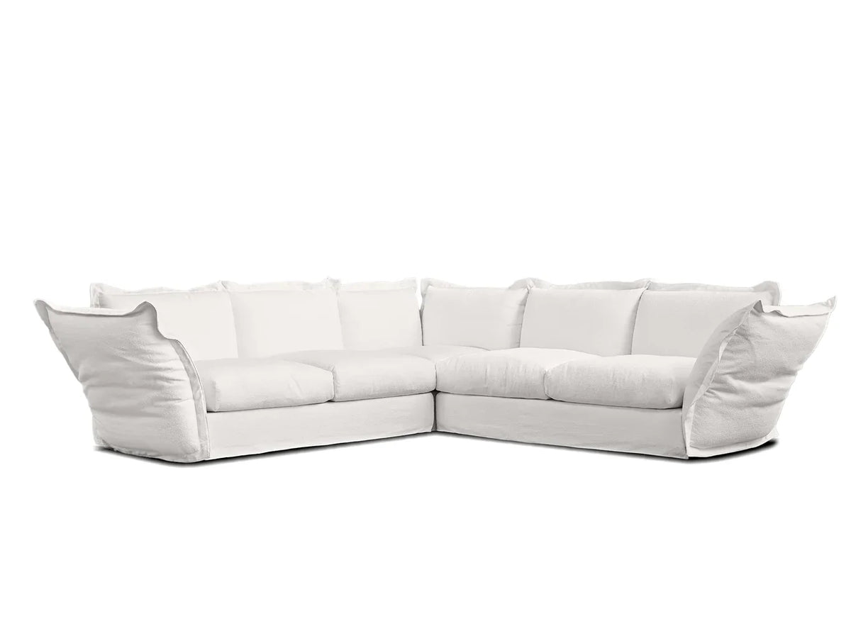 Willow Sectional Sofa in white, L-shaped three-piece configuration, front view