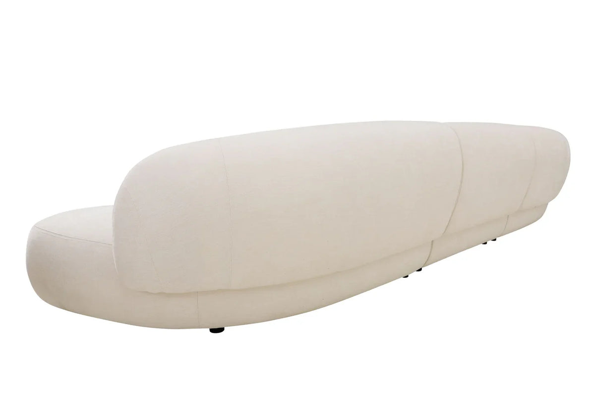 Moritz Sectional 3-Piece in Alabaster, back view showing the rounded backrest