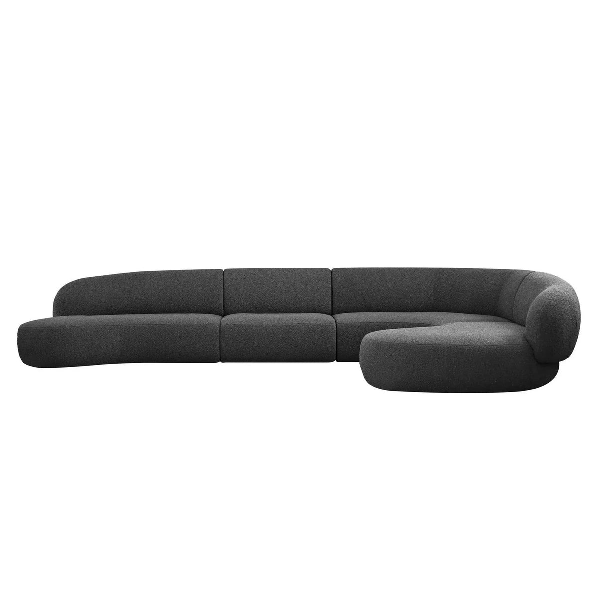 Moritz Sectional 4-Piece in Licorice Boucle with right-facing chaise, front view on white