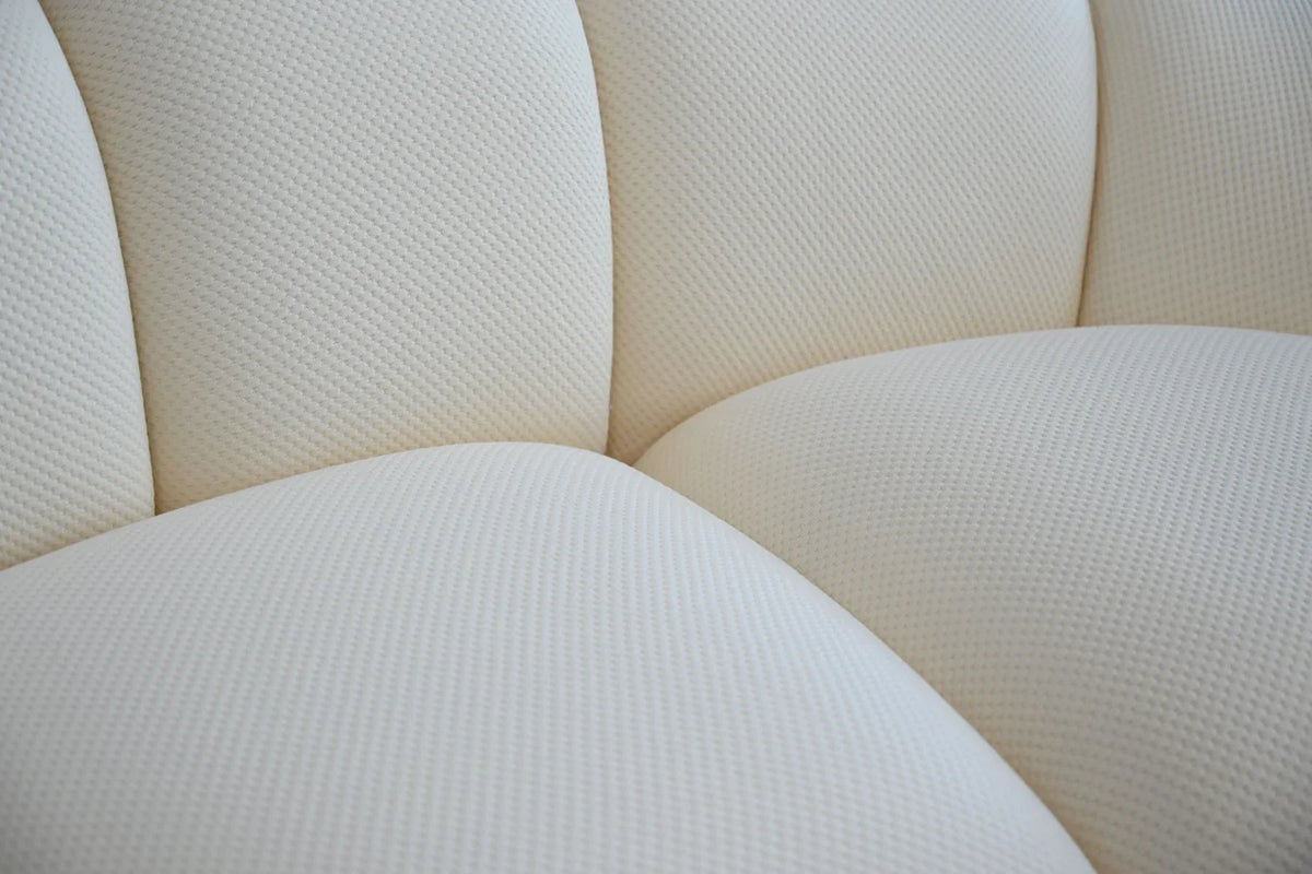 Cirro Sofa - 4-Seater in Buttermilk, close-up of woven fabric on backrest channels