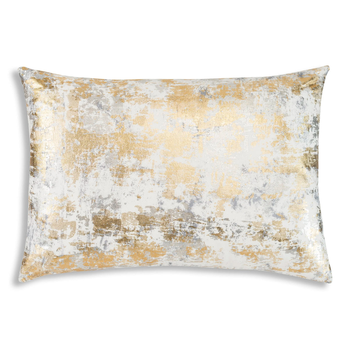 Sona Pillow - Gold Silver, lumbar with gold and silver foil pattern