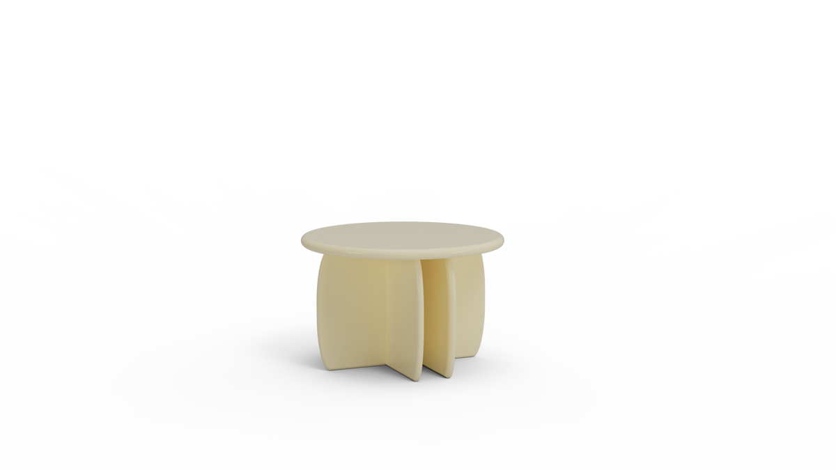 Catus Marble Side Table 16" high in pale yellow stone, angled render on grey