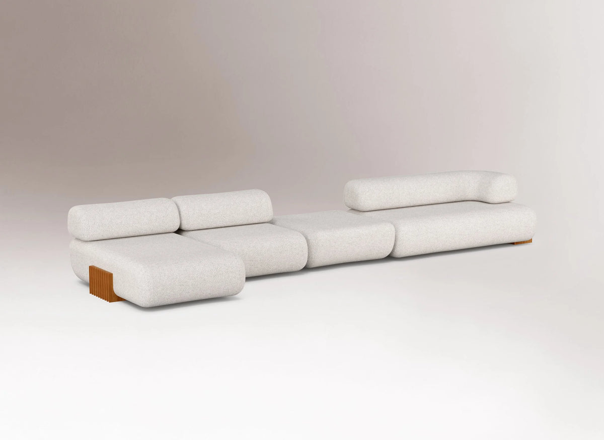 Carmel Modular Sofa - 4 Piece in ivory with wood plinth, alternate angle