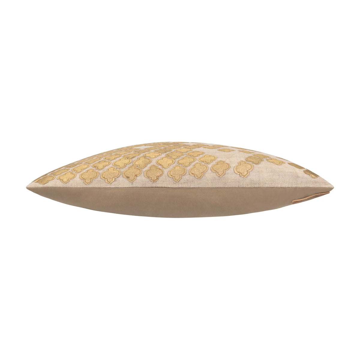 Verona Gold Pillow side profile showing the gold pattern on ivory
