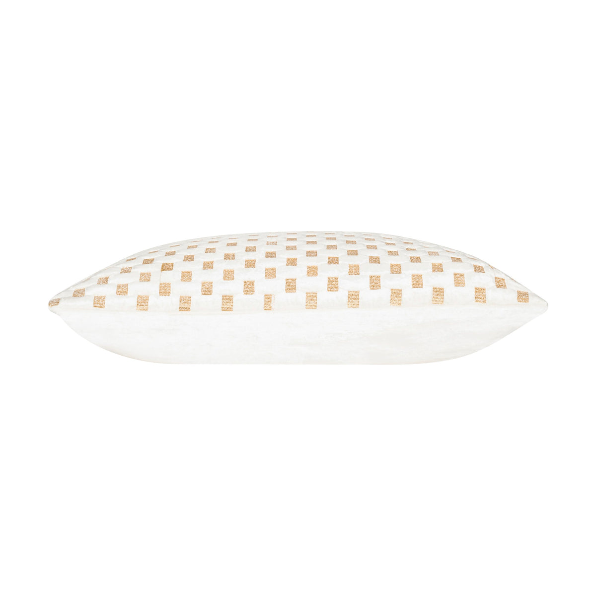 Verona Ivory Gold Pillow in ivory with gold woven check, side view