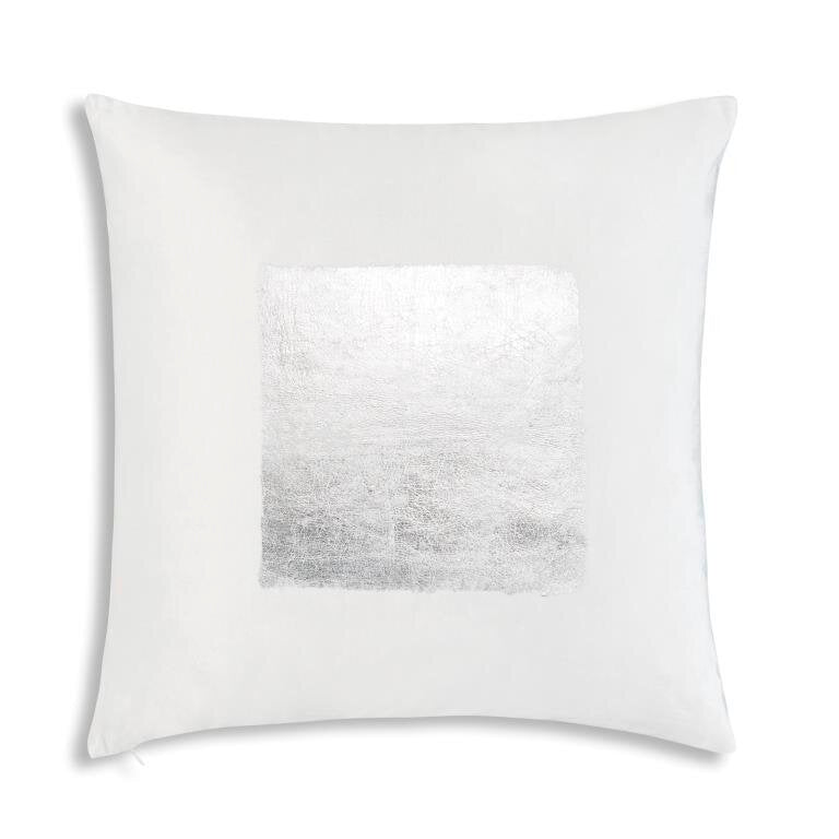 Verona Pillow in Ivory Silver, front view on a white background