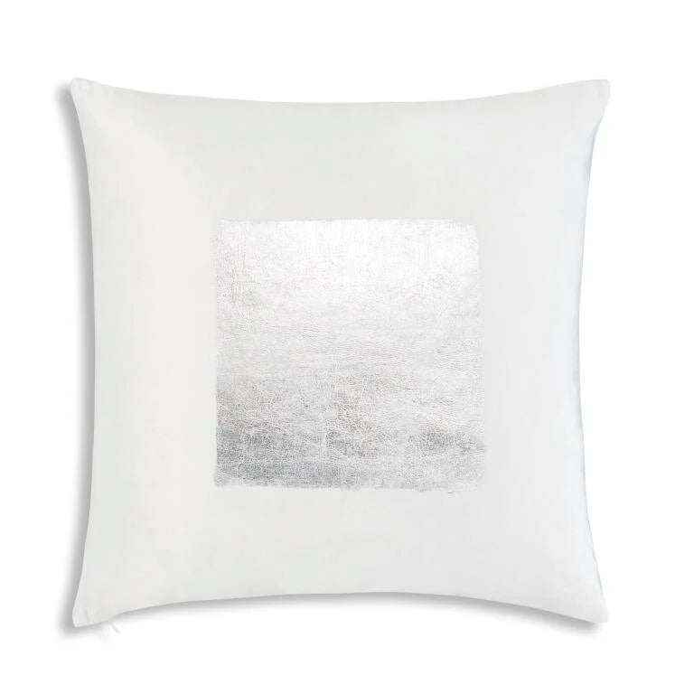 Verona Pillow in Ivory Silver, straight-on product shot showing velvet sheen