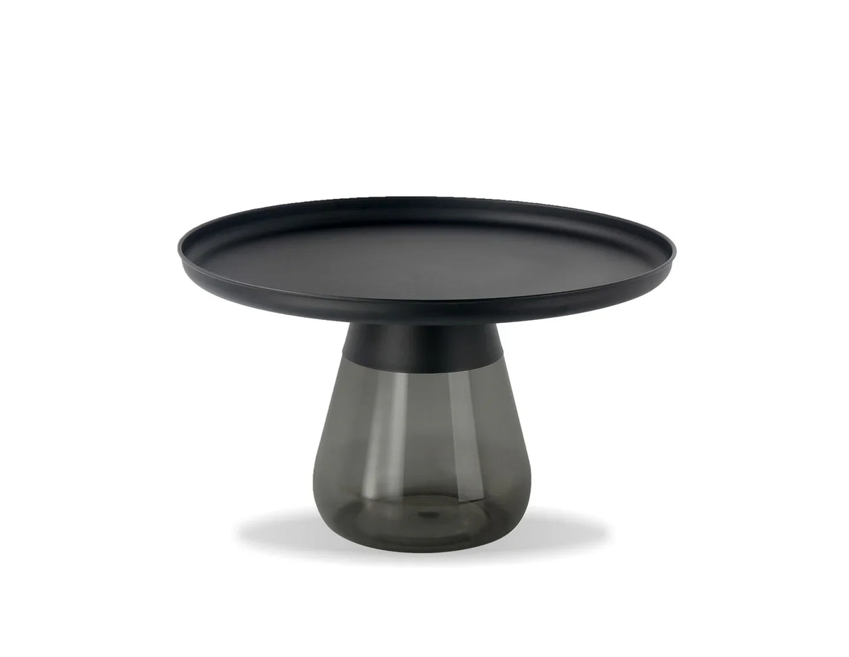 Duverre Coffee Table in Black Aluminum Smoke Glass, front view
