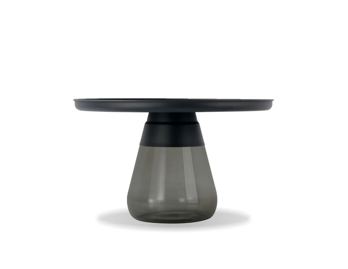 Duverre Coffee Table in Black Aluminum Smoke Glass, side profile