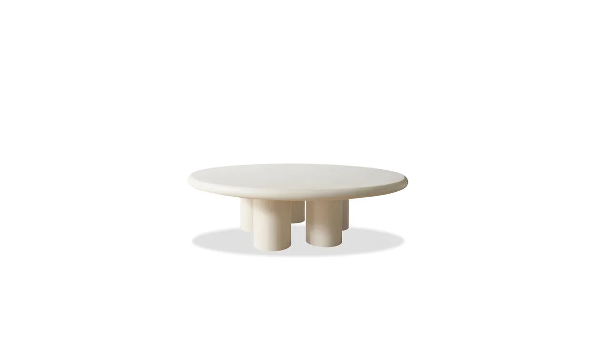 Elephant Coffee Table in Ivory Tusk, round top on chunky legs