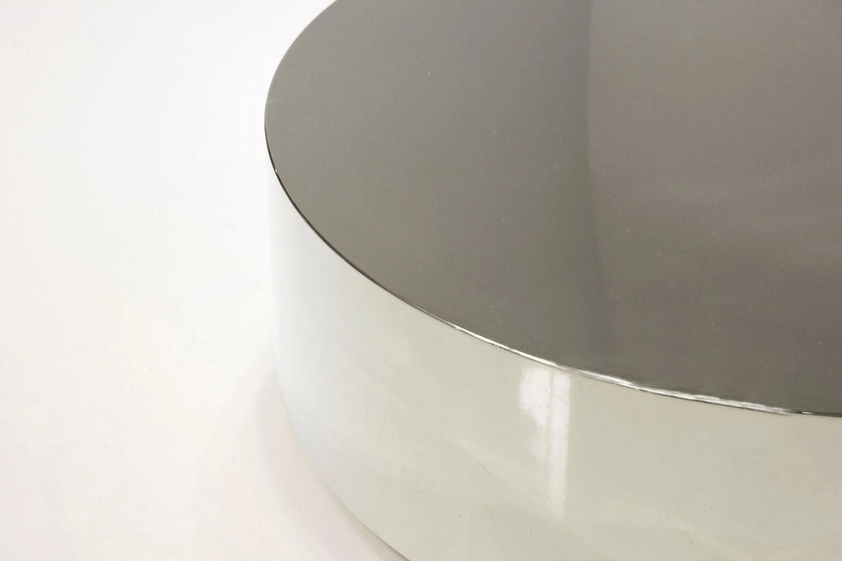 Sphere Coffee Table close-up of the Steel Polished edge