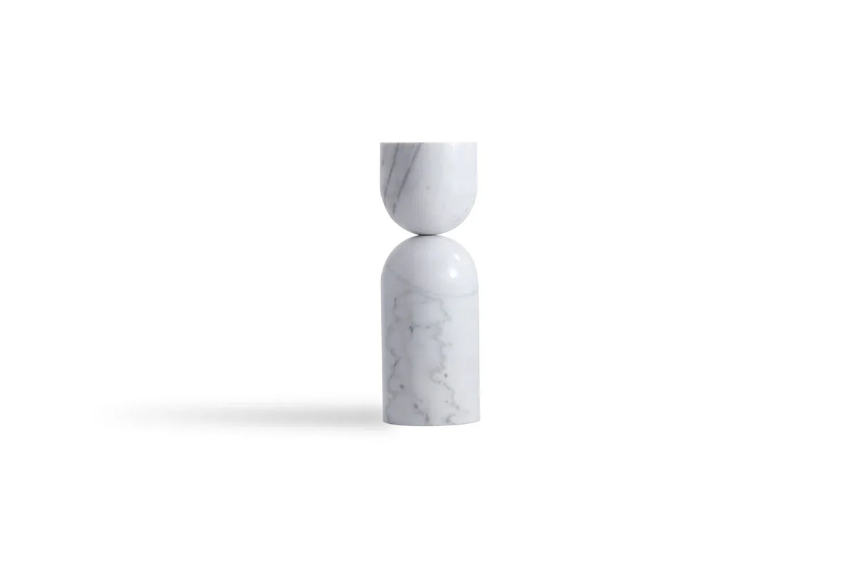 Apothecary End Table — White Marble