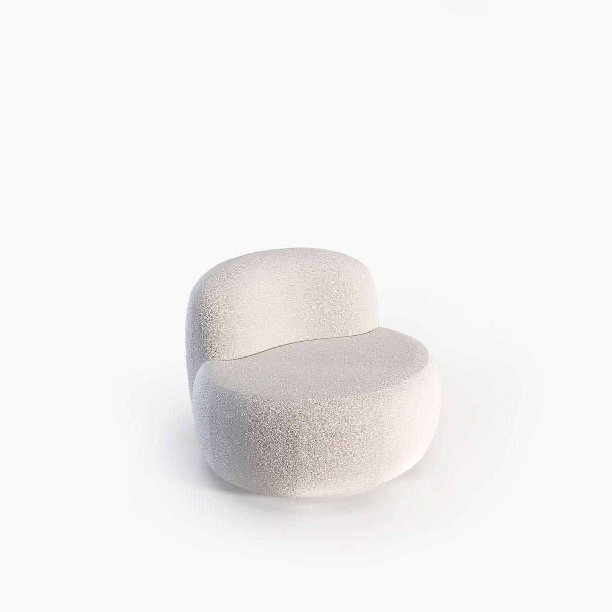 B-15 Z Lounge Chair in white bouclé, three-quarter view on a white background