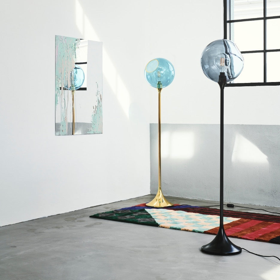 Ballroom Floor Lamp in Blue Sky and Smoke in a loft with a colourful rug