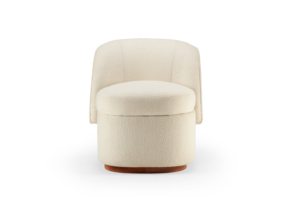 Bisou Armchair in cream bouclé, front view