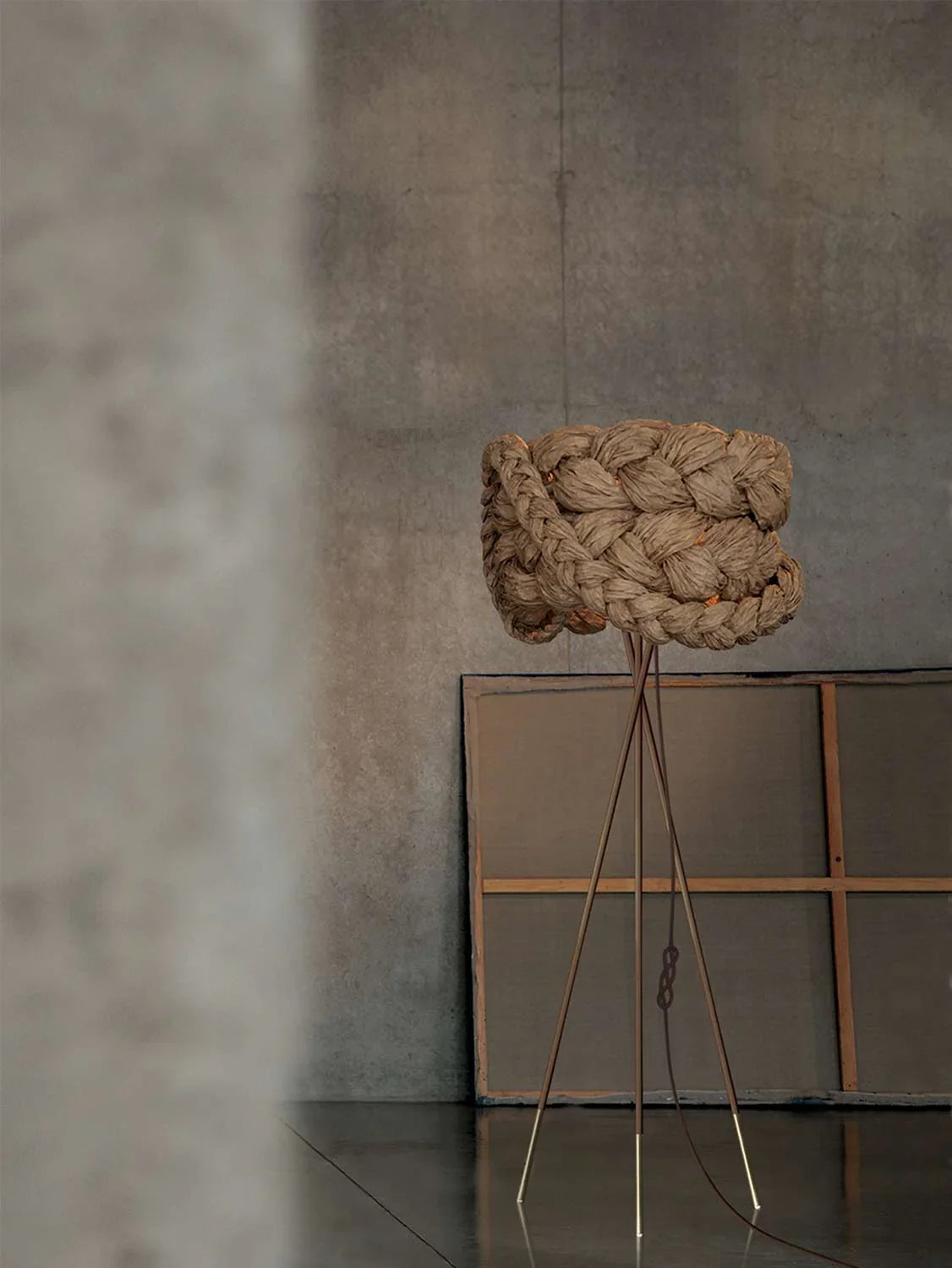 Bride handcrafted paper floor lamp medium brown