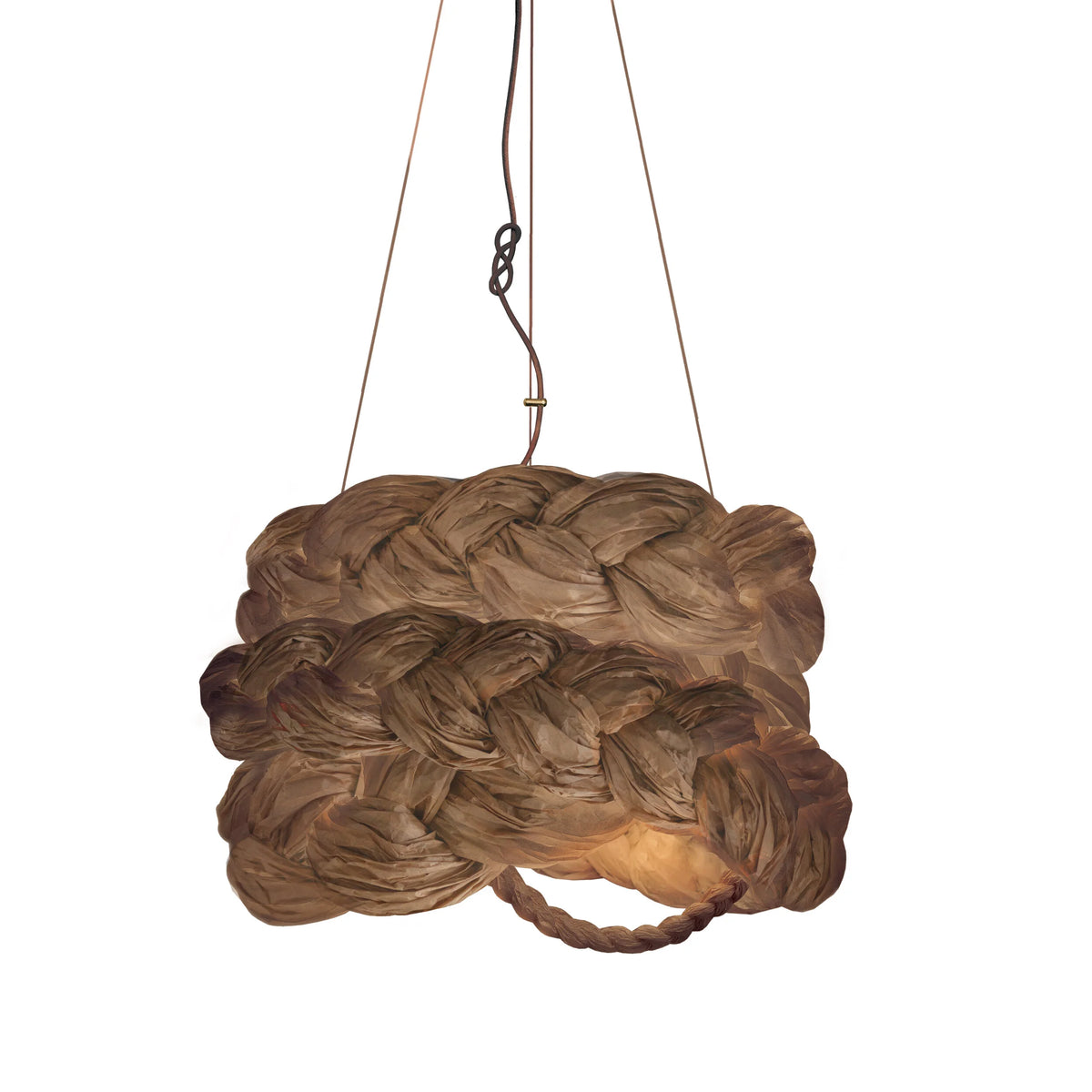 Mammalampa Bride Pendant Light Brown, medium size, braided brown paper shade