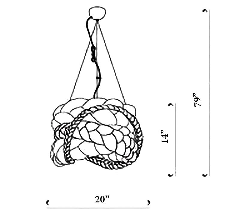 Mammalampa Bride Pendant Light Small technical drawing, 20" x 14" shade with 79" maximum height