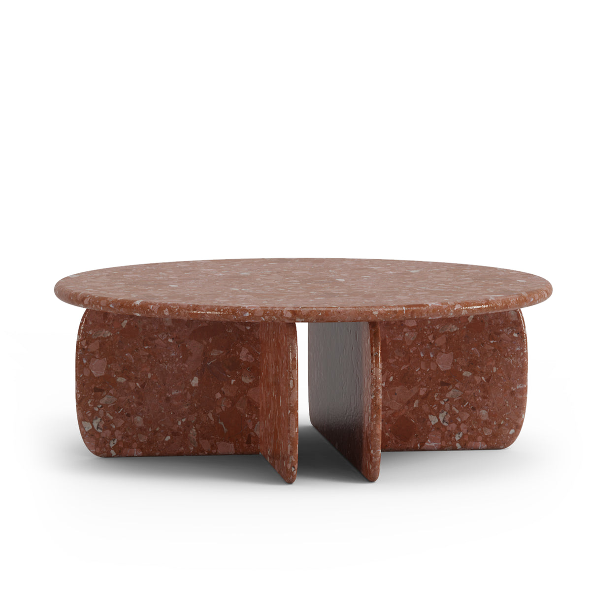 Catus Coffee Table - Outdoor in Terrazzo Red, front view on white