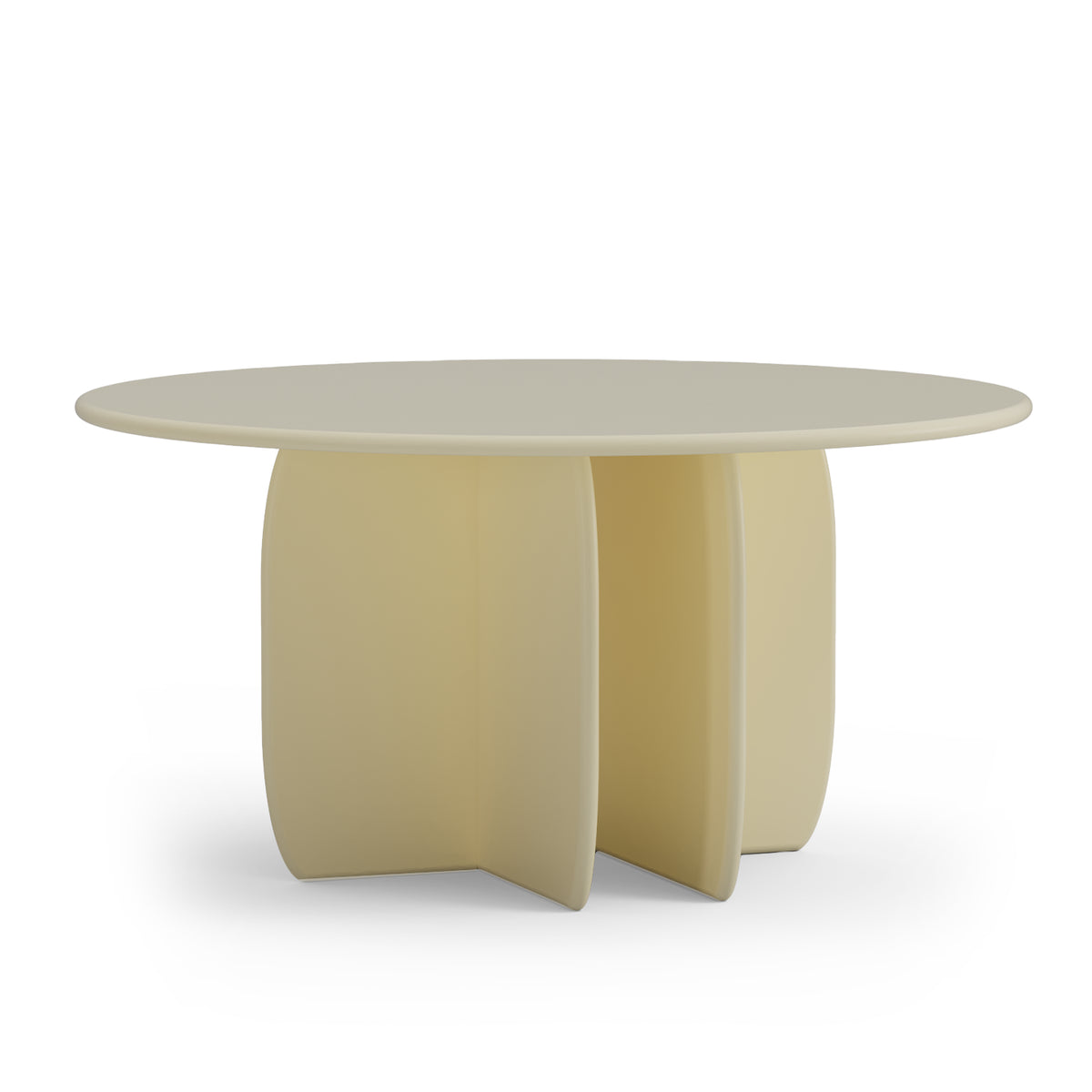 Catus Wood Dining Table in Sand Yellow with round top on split legs