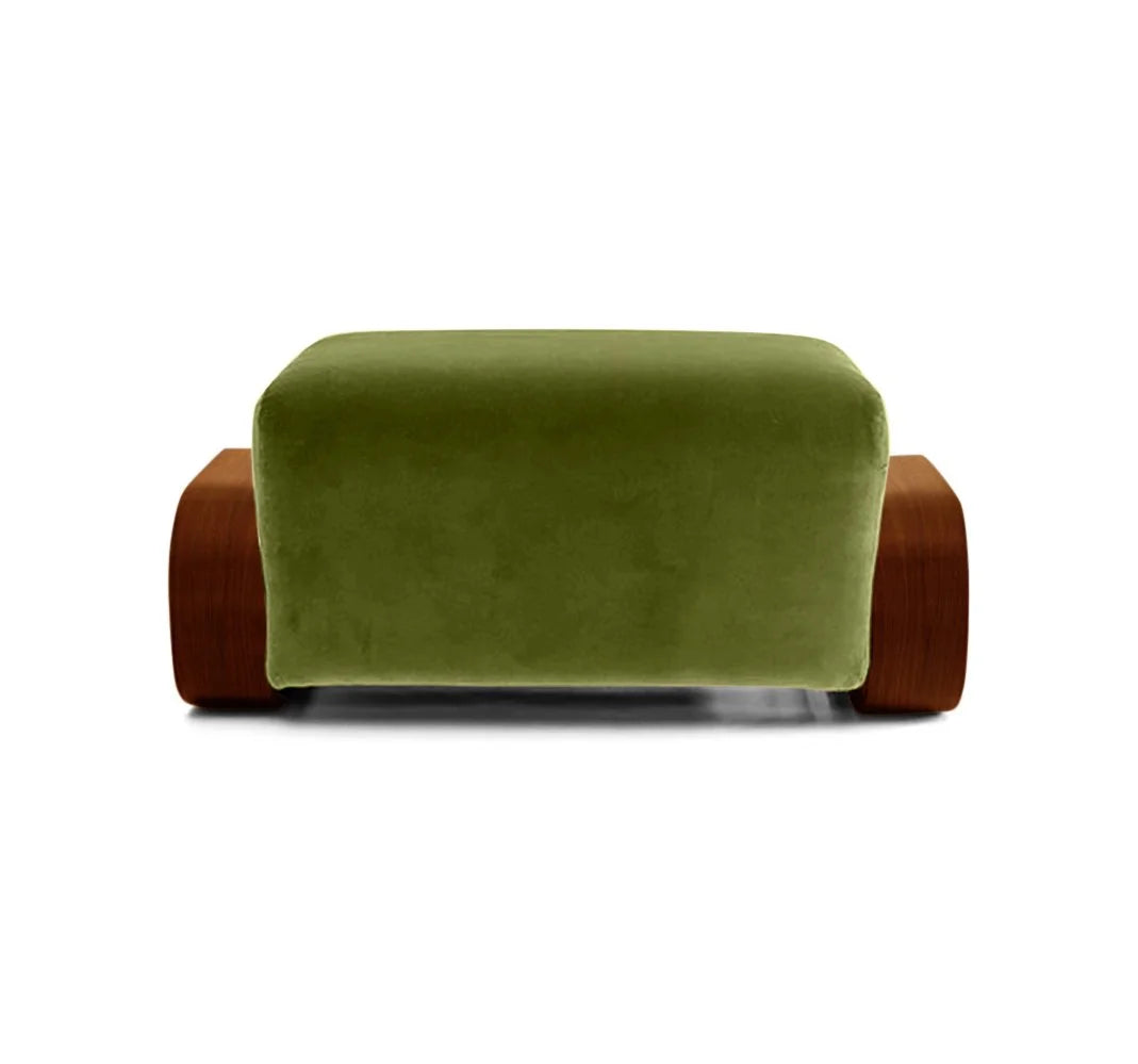 Cayenne Ottoman, high-gloss Brown solid oak Avocado Velvet