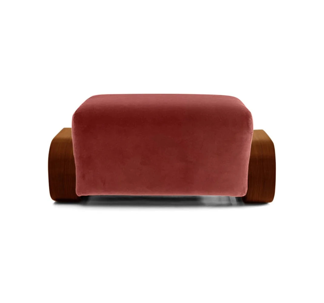 Cayenne Ottoman, high-gloss Brown solid oak Bittersweet Velvet
