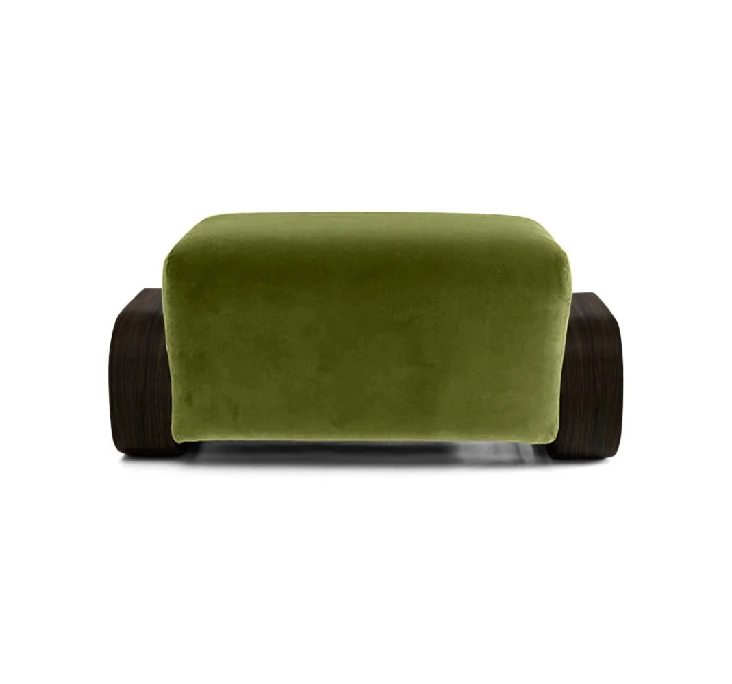 Cayenne Ottoman, high-gloss Walnut Avocado Velvet