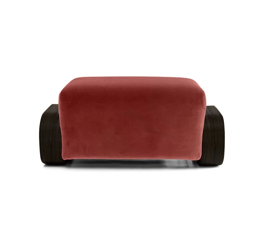 Cayenne Ottoman, high-gloss Walnut Bittersweet Velvet