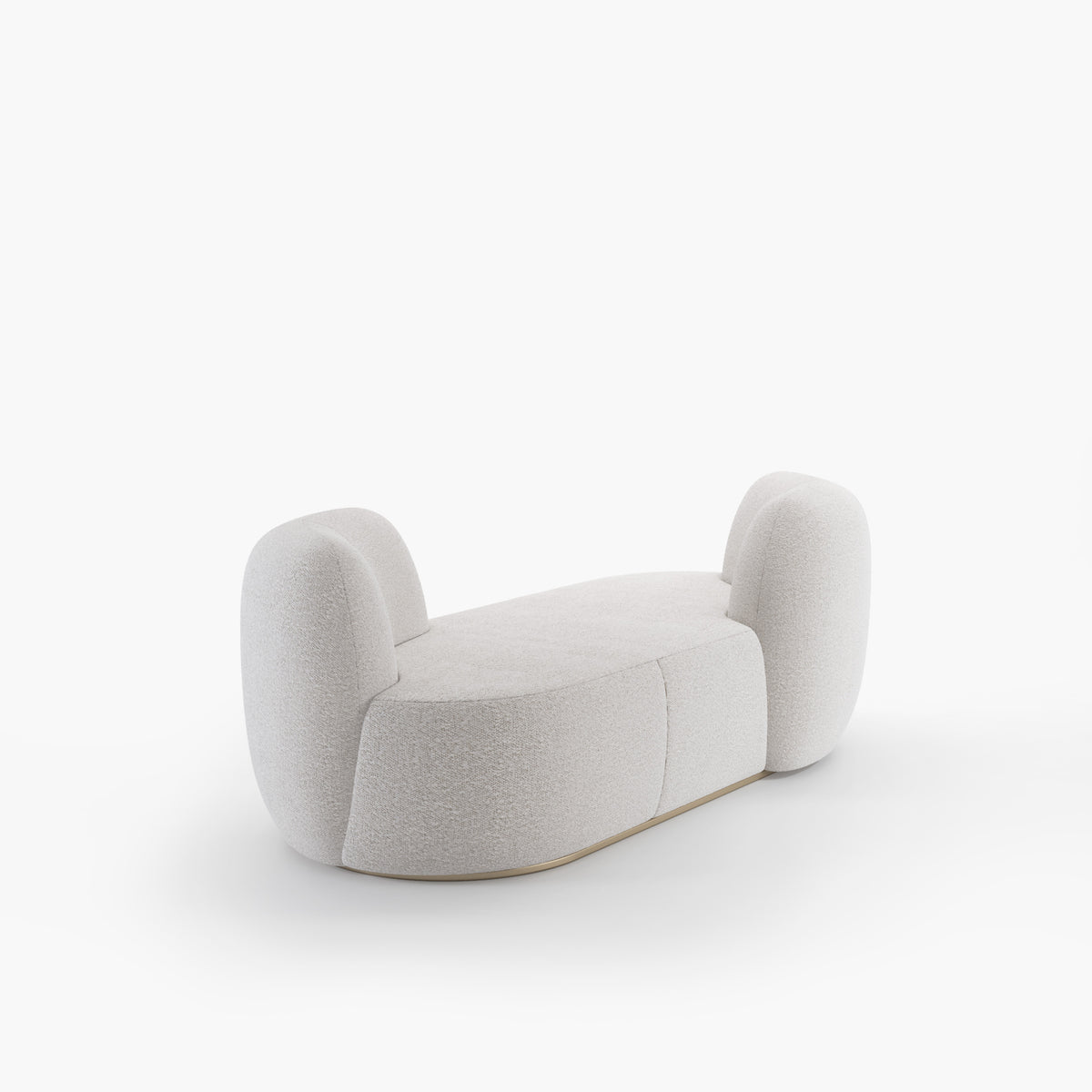 Chapter Two Sofa in ivory bouclé, studio three-quarter view