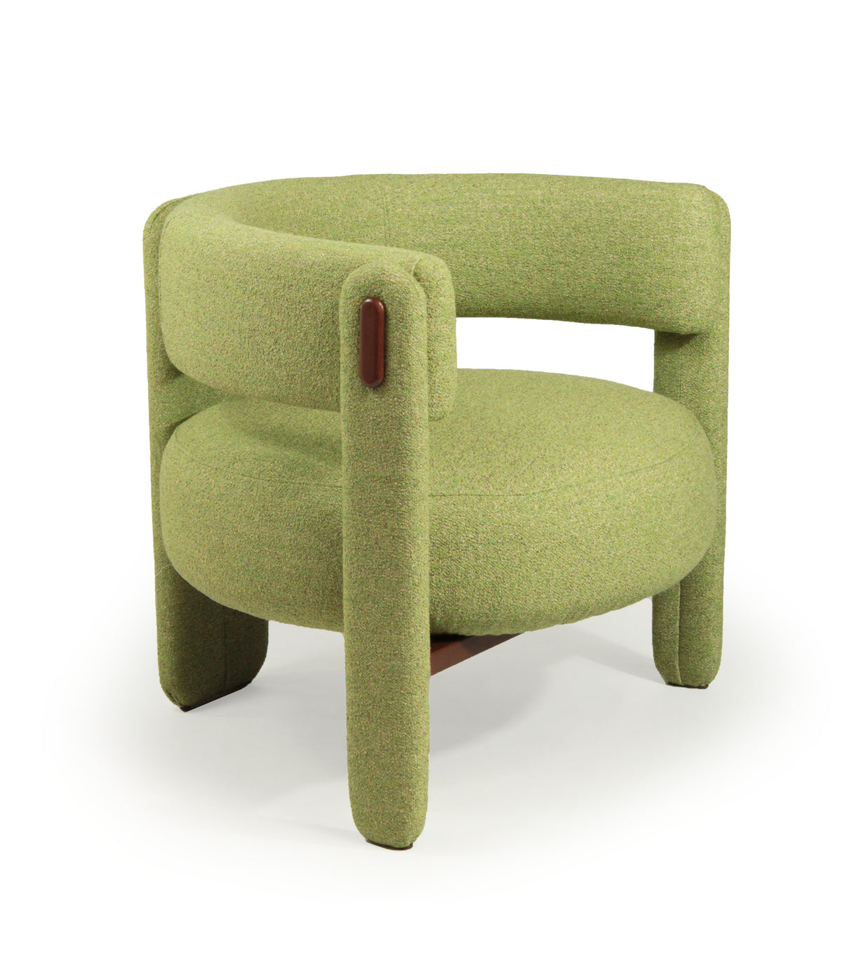 Choux Armchair in green upholstery, front view, by Maison Burgos