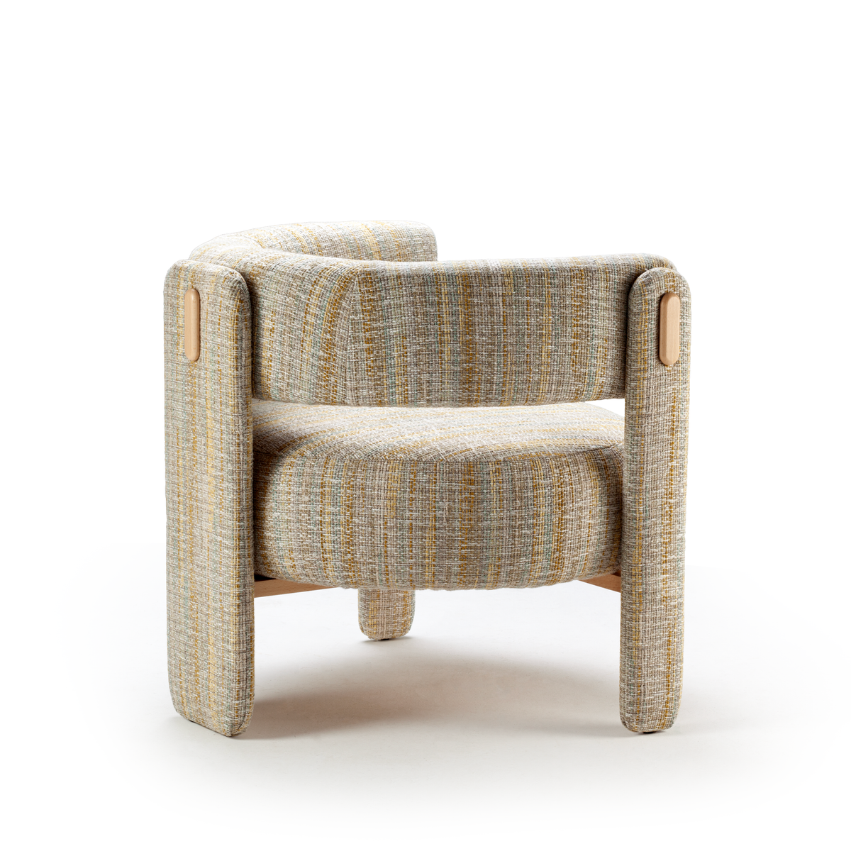 Choux Armchair in striped weave, rear three-quarter view