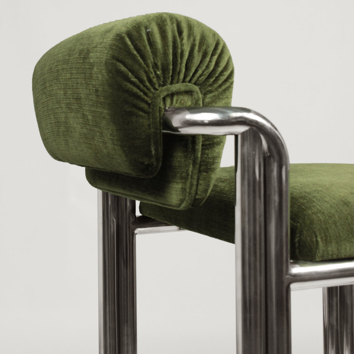 Cubu Bar Chair rolled velvet back detail by Maison Burgos