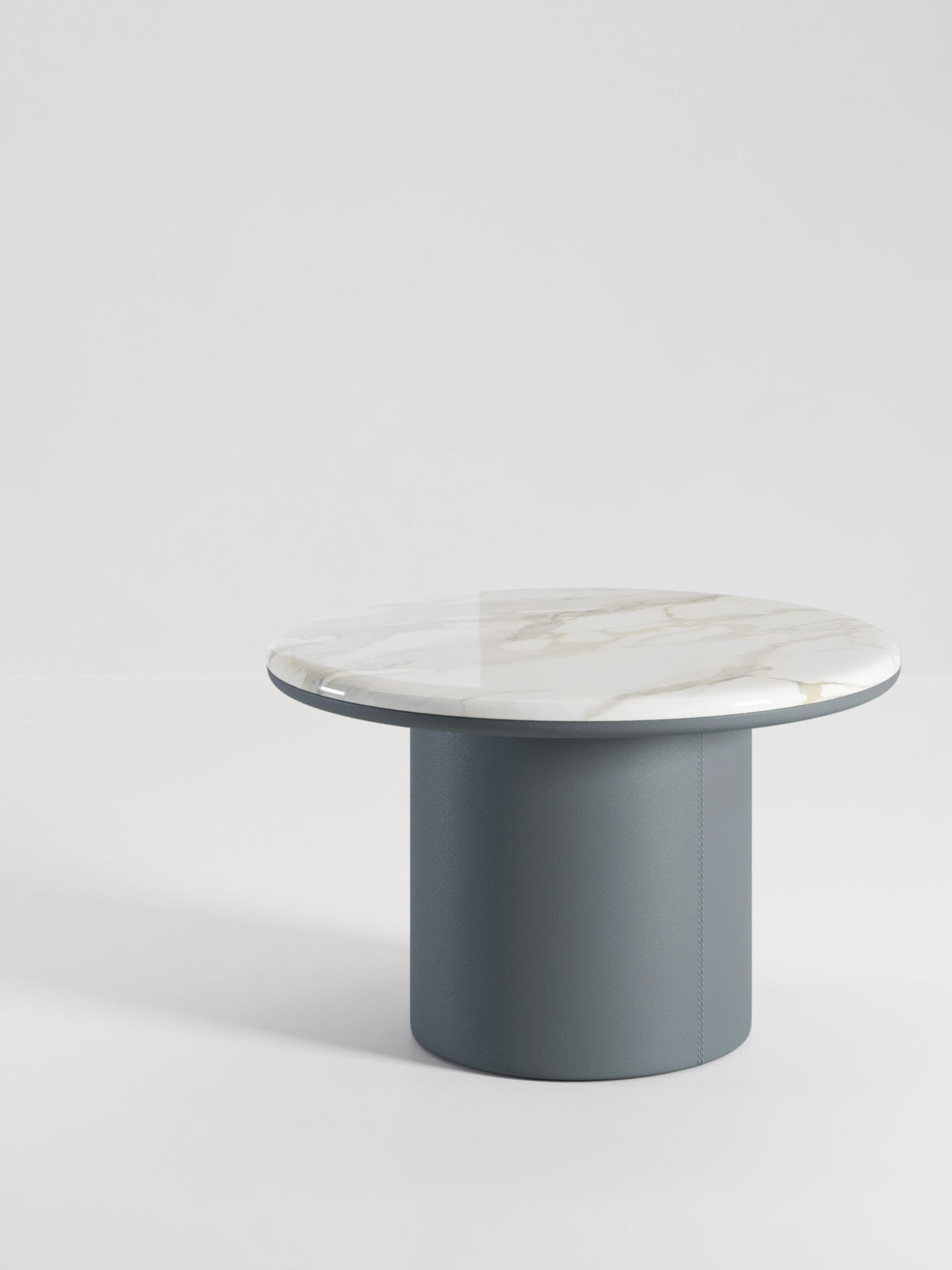 Gemini Round Side Tables larger table with white marble top
