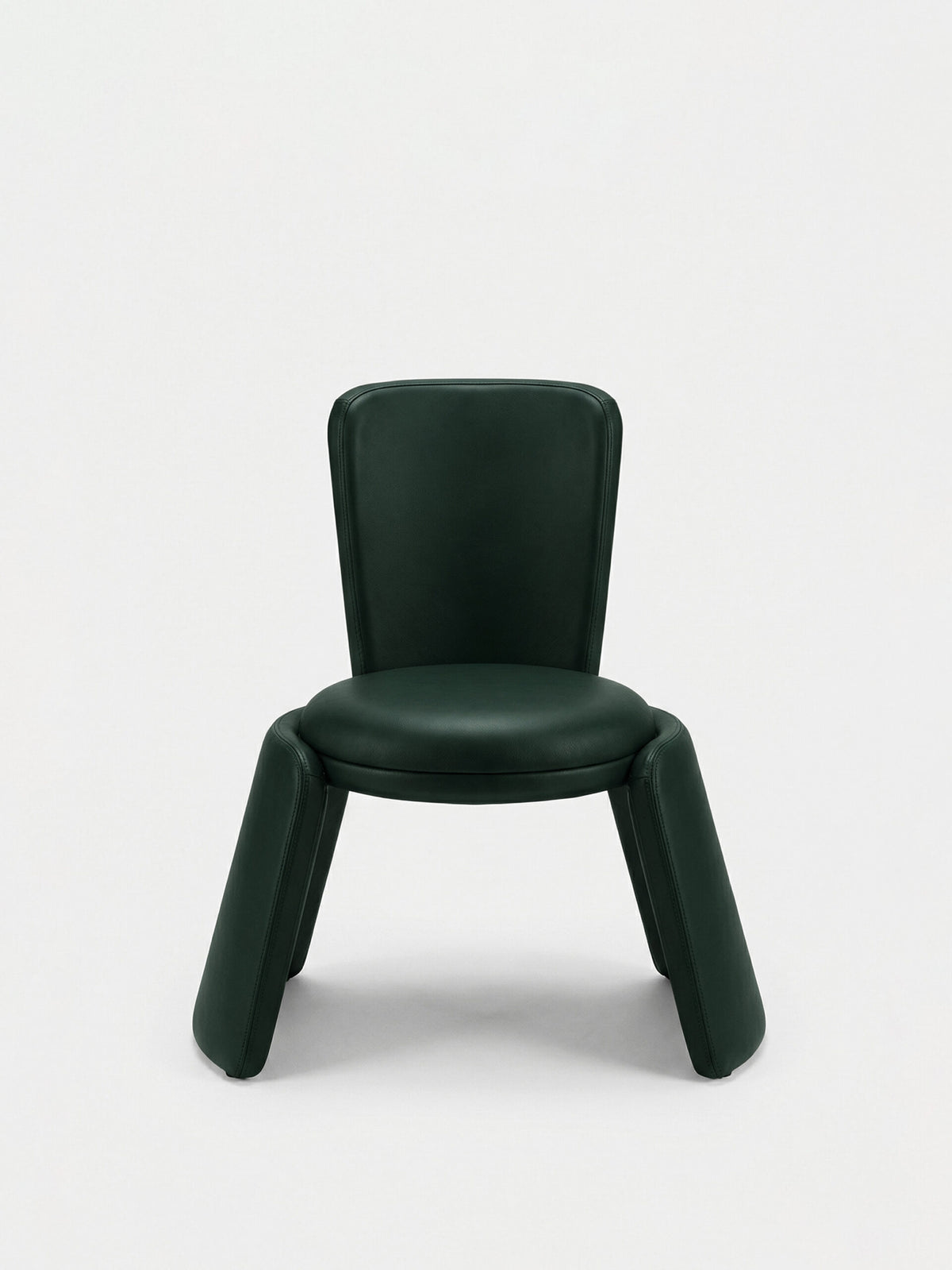 Inge Chair in dark green leather, front three-quarter view