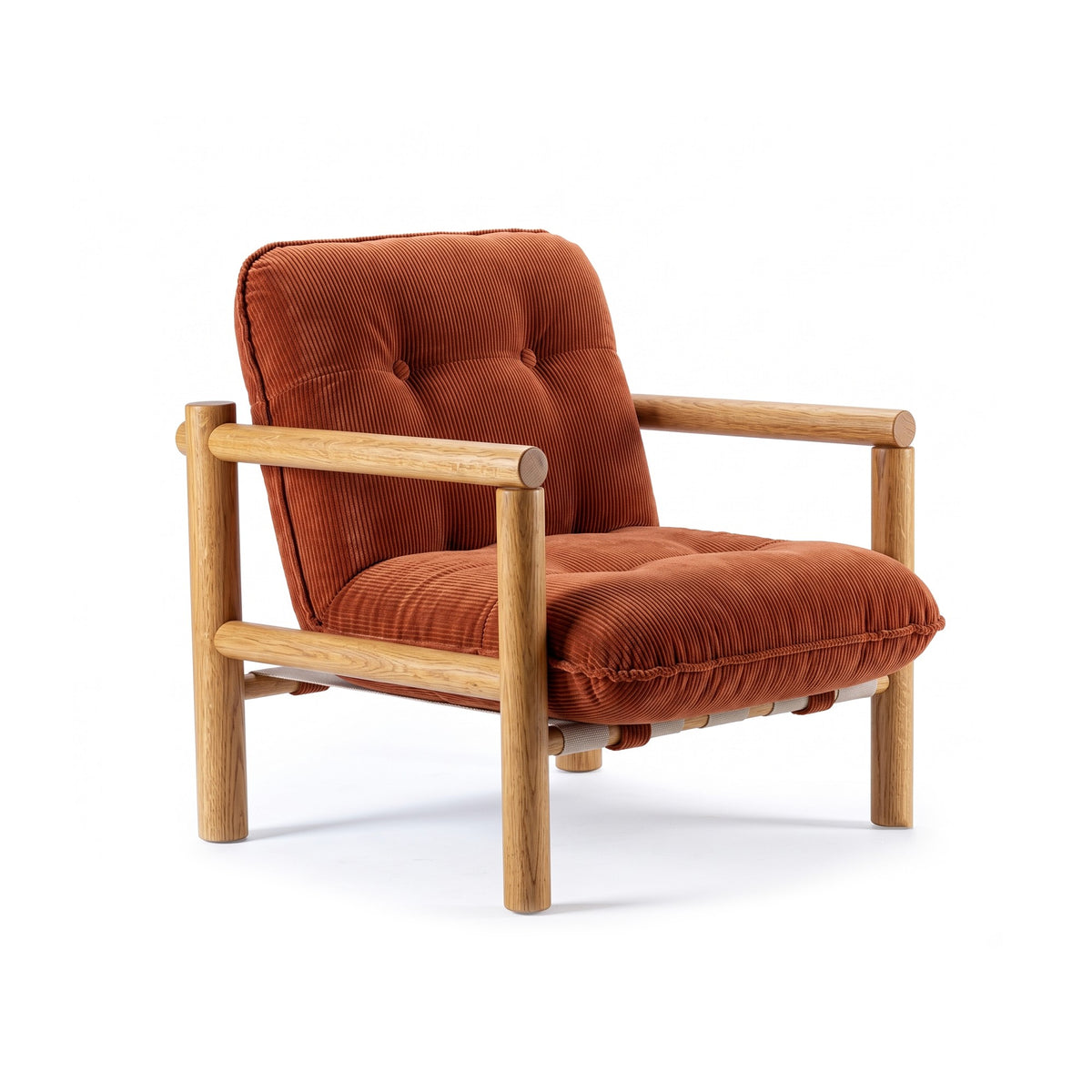 James Armchair frame and webbing detail by Maison Burgos