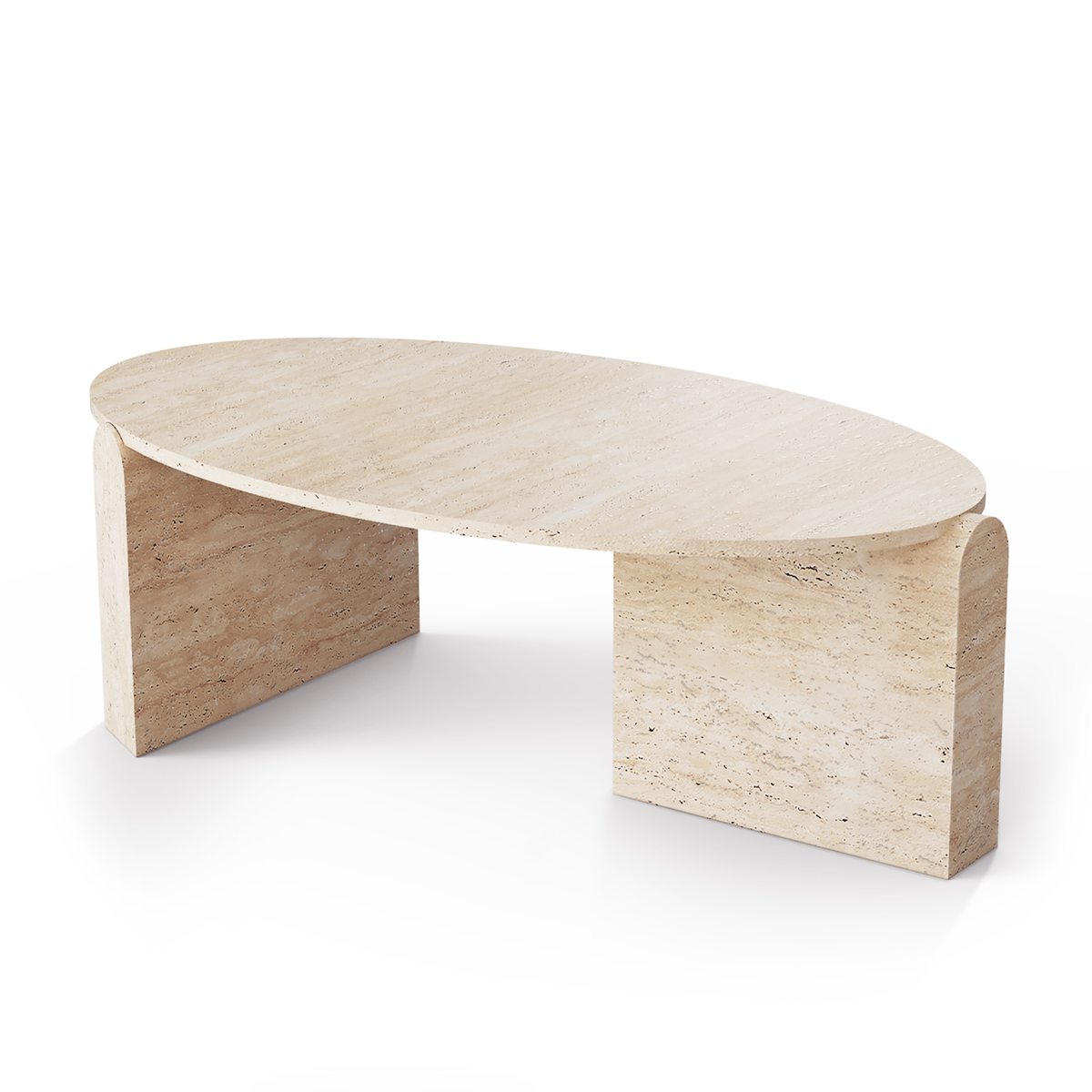 Jean Travertine Coffee Table on white background by Maison Burgos