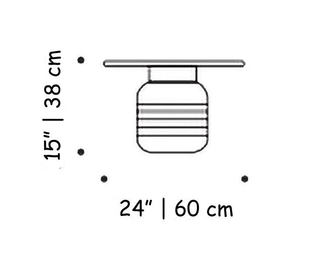 Jean Side Table low dimension drawing: 15" | 38 cm H, 24" | 60 cm W