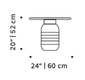 Jean Side Table dimension drawing: 20" | 52 cm H, 24" | 60 cm W