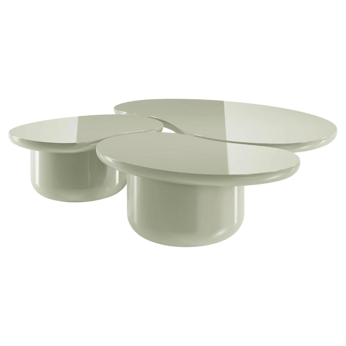 Laghi Coffee Table set of three in glossy sage lacquer