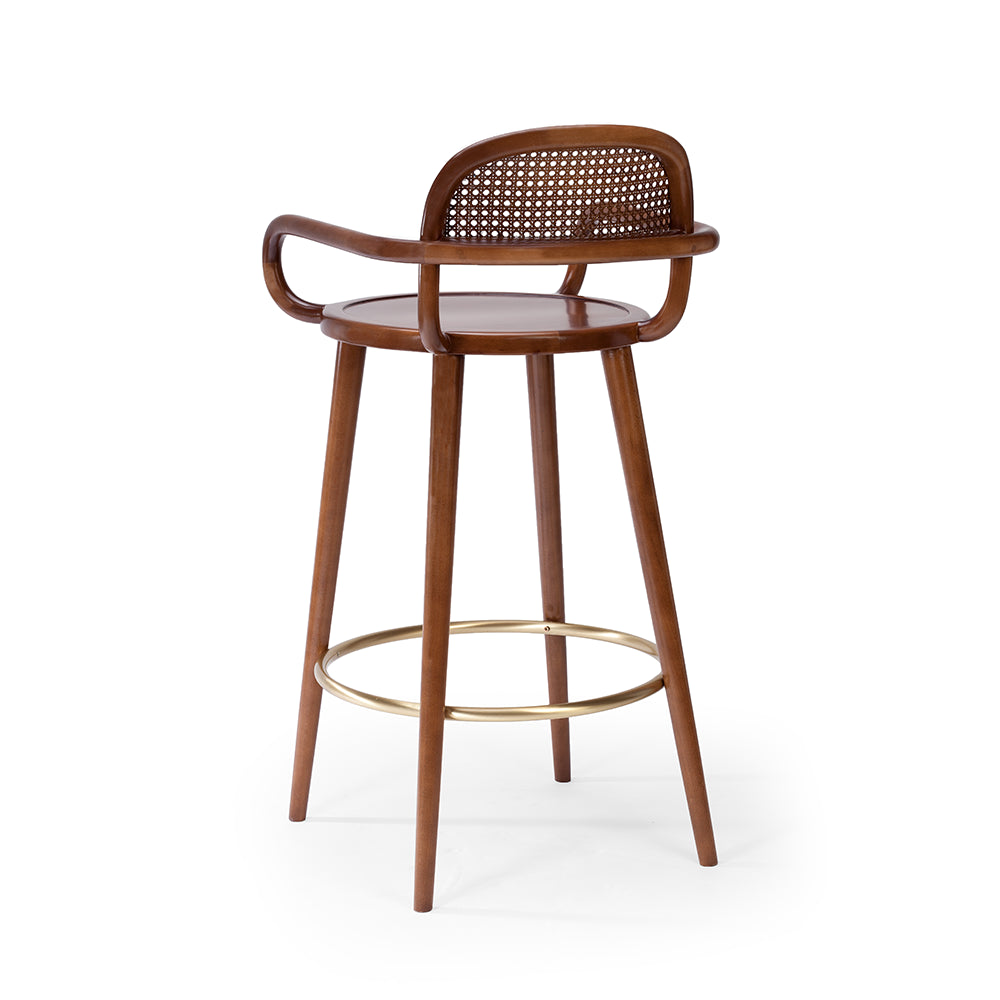 Luc bar chair rear view showing the natural rattan back