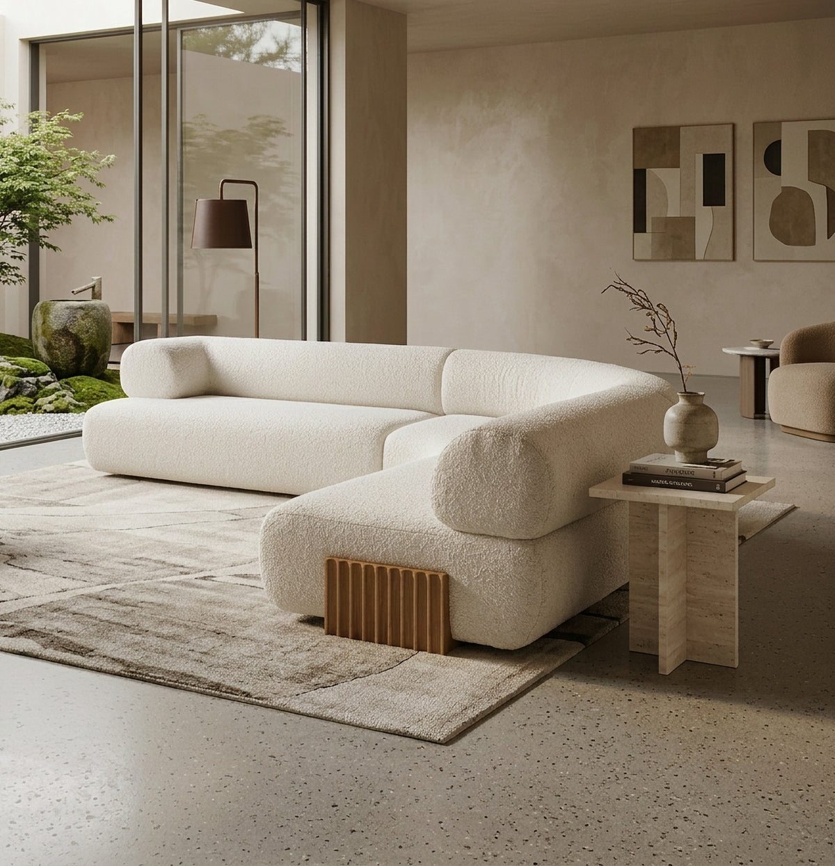 Living room with a white sofa by Maison Burgos