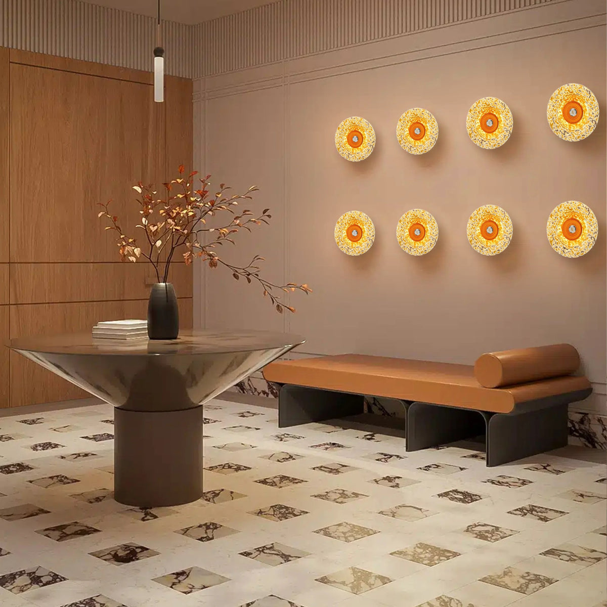 Designer entry hall with Silo table by Maison Burgos