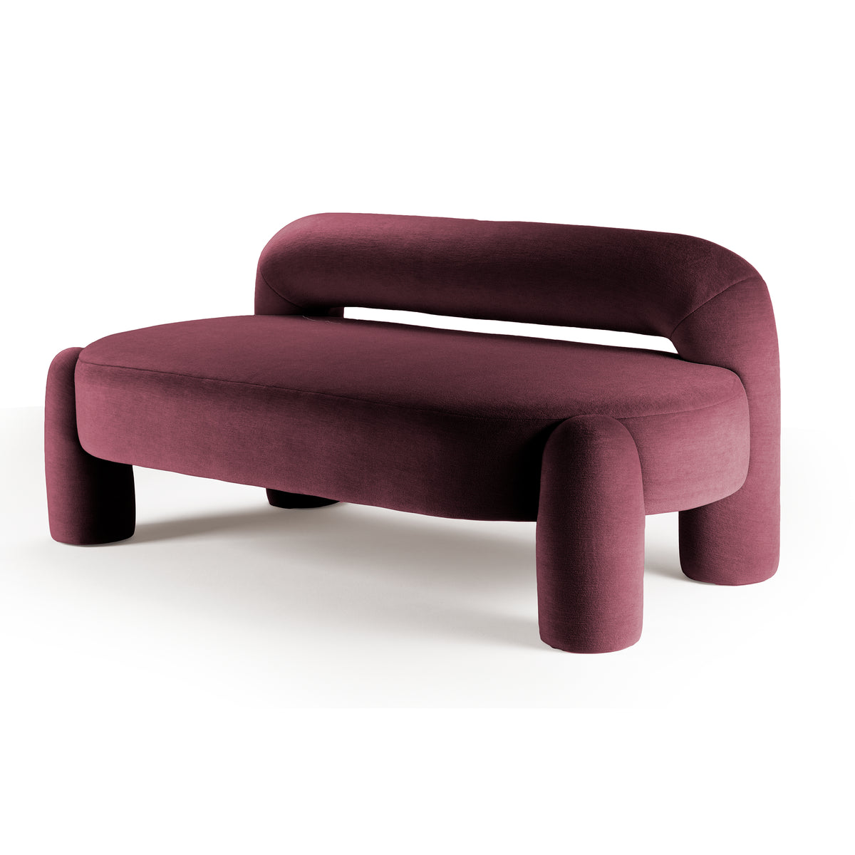 Marlon Daybed - 02 in plum velvet, three-quarter view