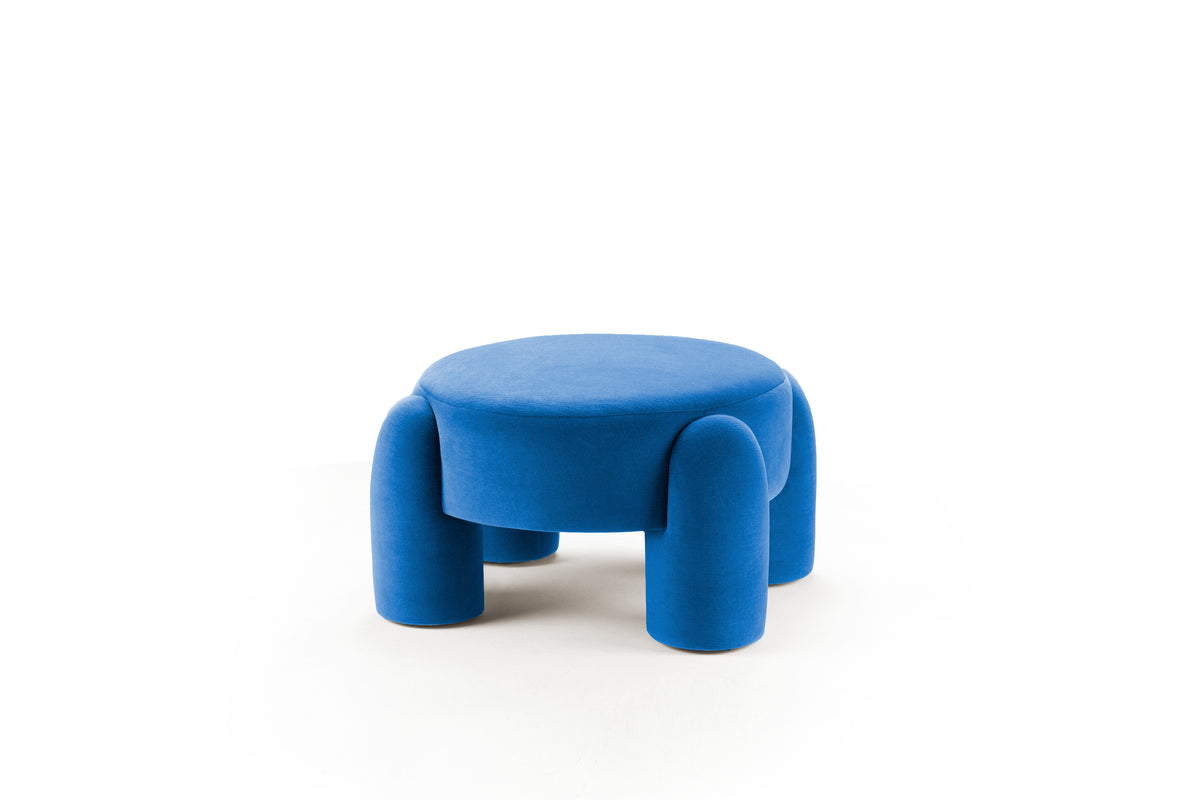 Marlon Pouf in cobalt blue fabric