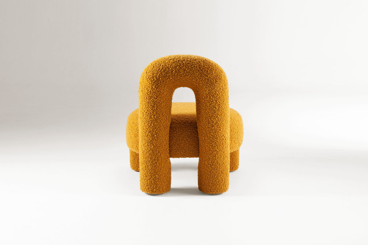 Marlon Armchair in mustard bouclé, front view